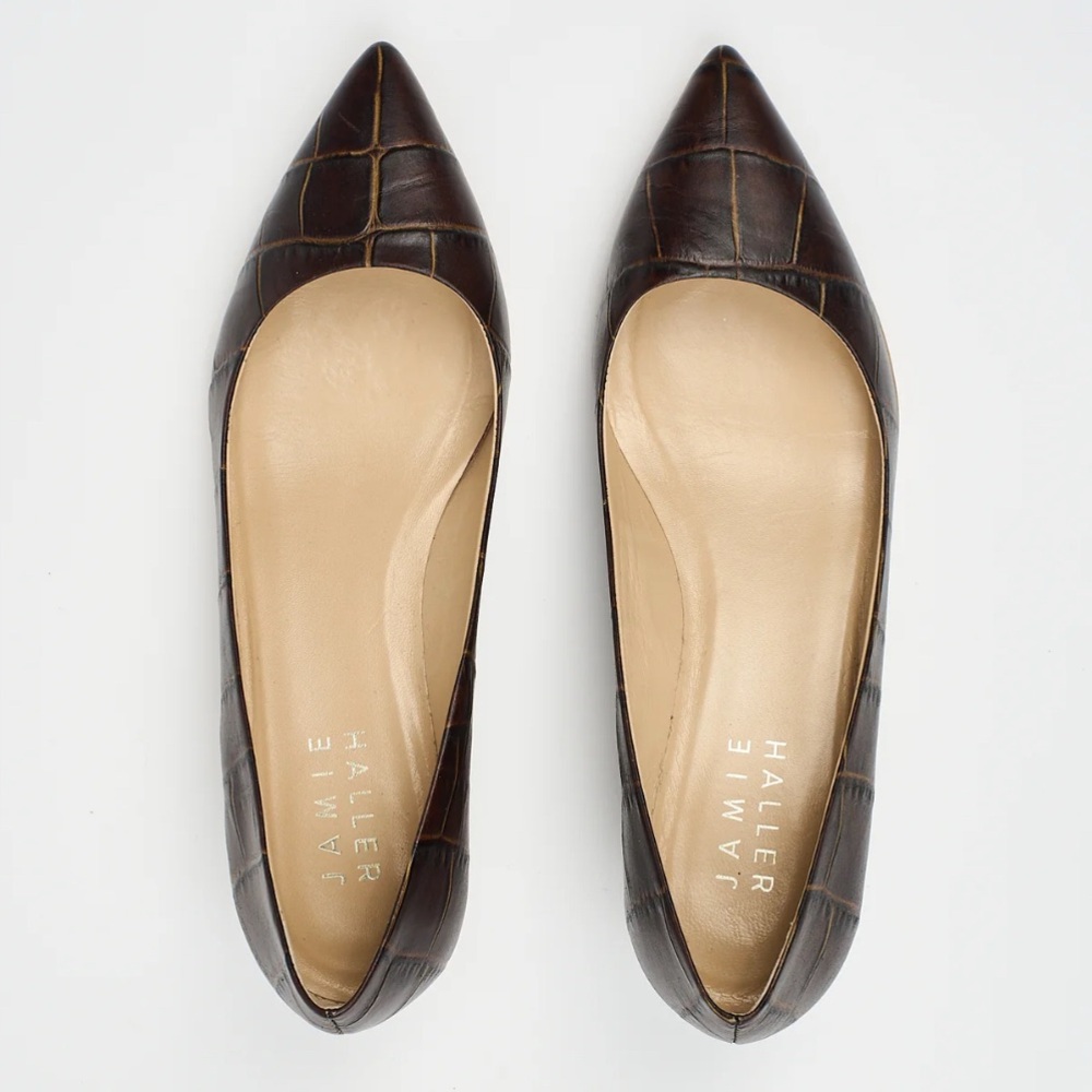 Jamie Haller Kitty Point Croc Deep Brown 37 but fits 37.5